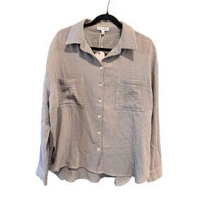 Miou Muse Grey Lizzy Button-Up Shirt Women's Size Medium NWT